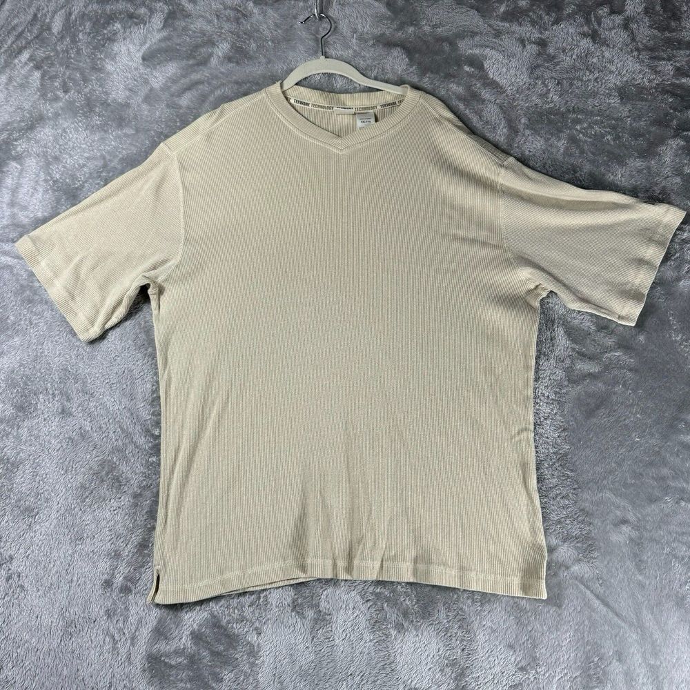 The North Face Tekware Technology Shirt Mens XXL Beige Ribbed